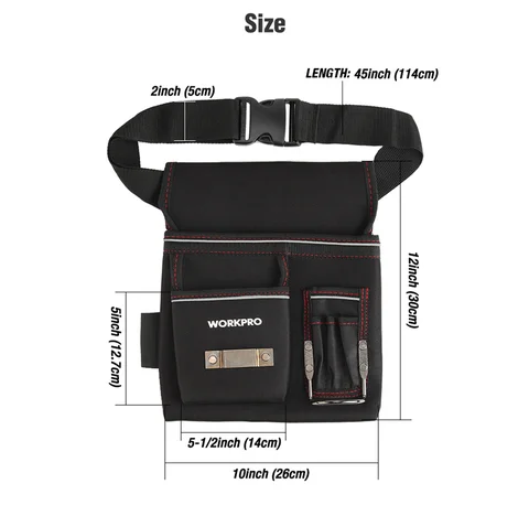 Многофункциональная сумка для хранения WORKPRO, поясная сумка из ткани Оксфорд, инструмент для ремонта оборудования, карманный гаечный ключ, бытовой телефон, электрик