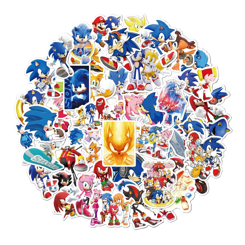 

50pcs Sonic hedgehog Stickers Cartoon Anime sticker Decal Car Guitar helmet skateboard Motorcycle laptop Luggage phone kid toy