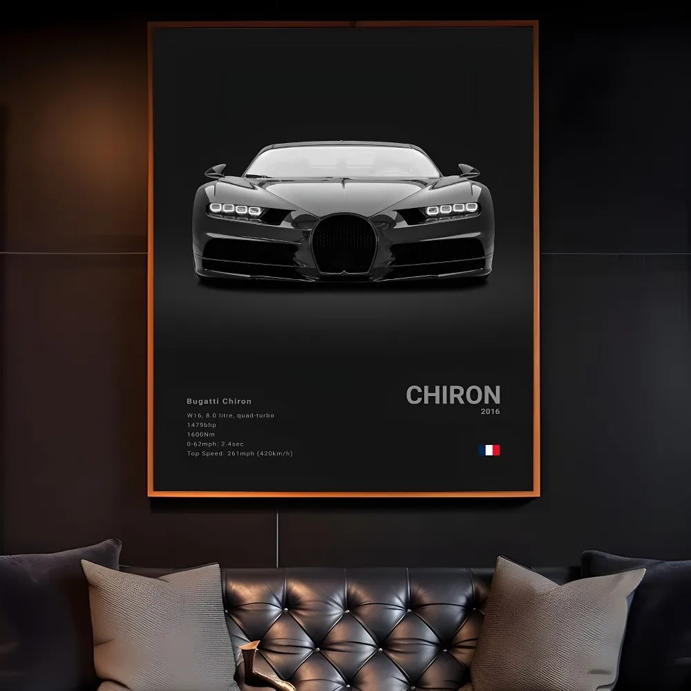 Poster Black Supercar Cool B-BugattiS V-Veyron CHIRON DIVO BOLIDE MINISO