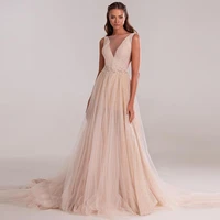 xijun elegant beading crystal sequined prom dresses spaghetti straps v neck a line long evening gown wedding party dress 2022