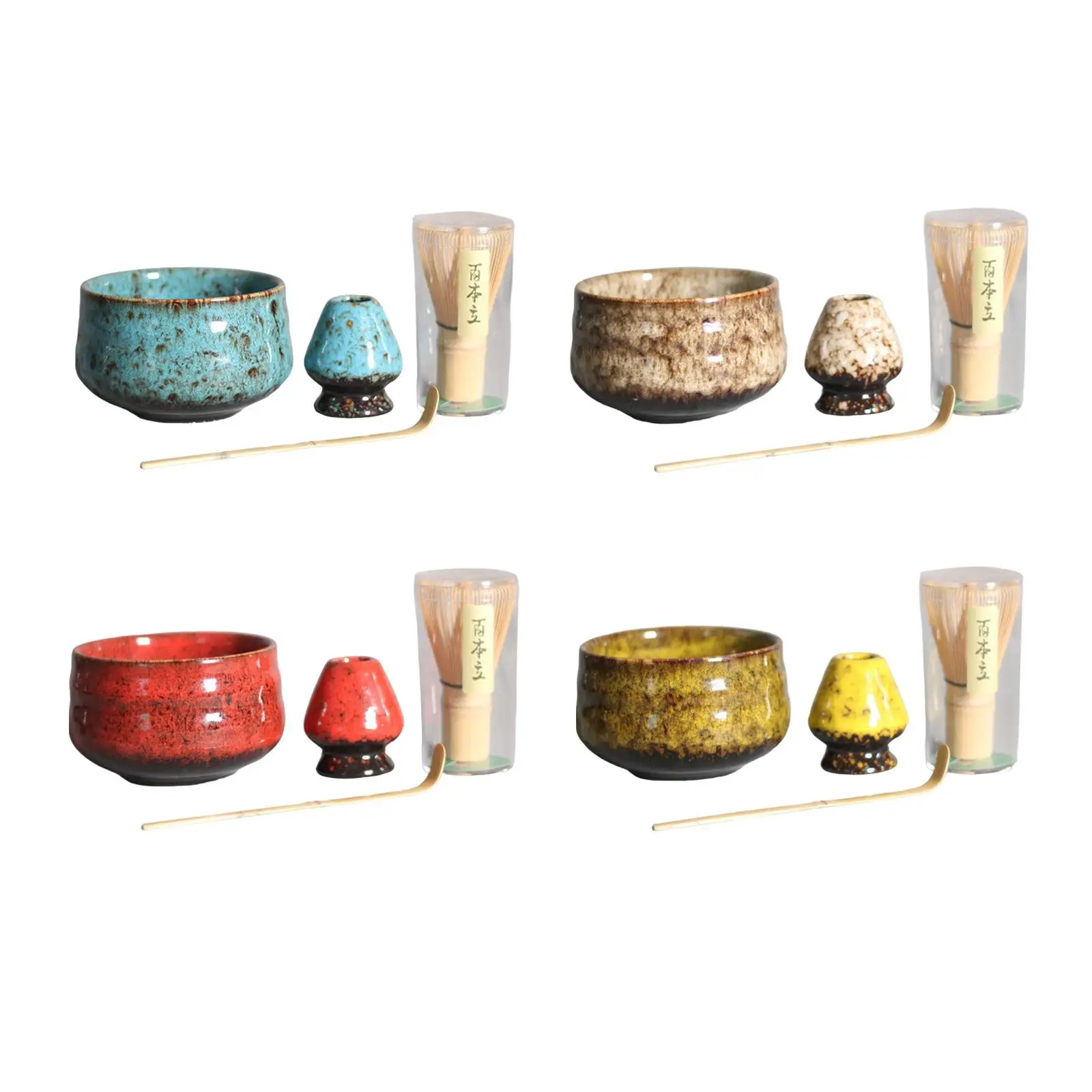 

Набор чайной ложки маття ручной работы в японском стиле, Традиционная японская керамическая столовая ложка для чайной церемонии, 4 шт.