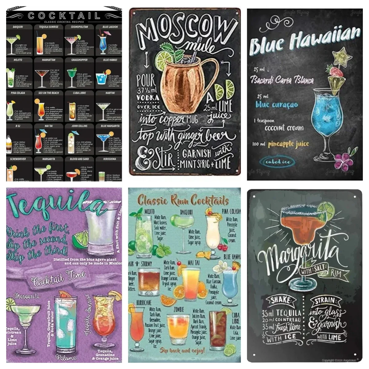 Знаки коктейльного бара металлическое меню жестяная вывеска ретро миклогия