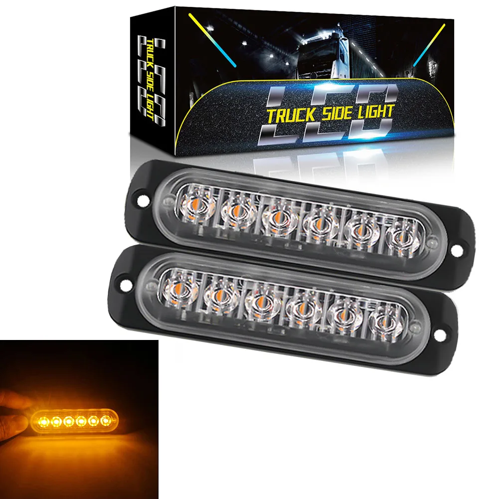

2pcs Truck DC12-24V 6smd LED Strobe Light Grille Car Beacon Lamp Yellow White Normally Bright + Flashing 720LM Car LED Flashing
