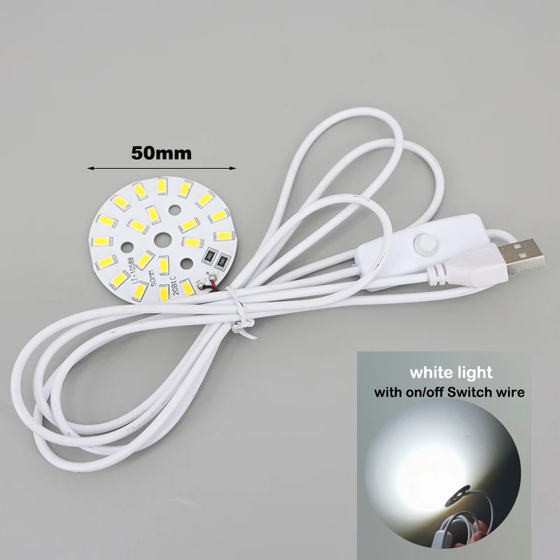 

31 мм 50 мм Теплый белый DC 5 В 3 Вт 10 Вт USB светодиодные фонари 5730 Чип Один диммер для чтения Ночной стол Книга Планшет Лампа Переключатель Кабель