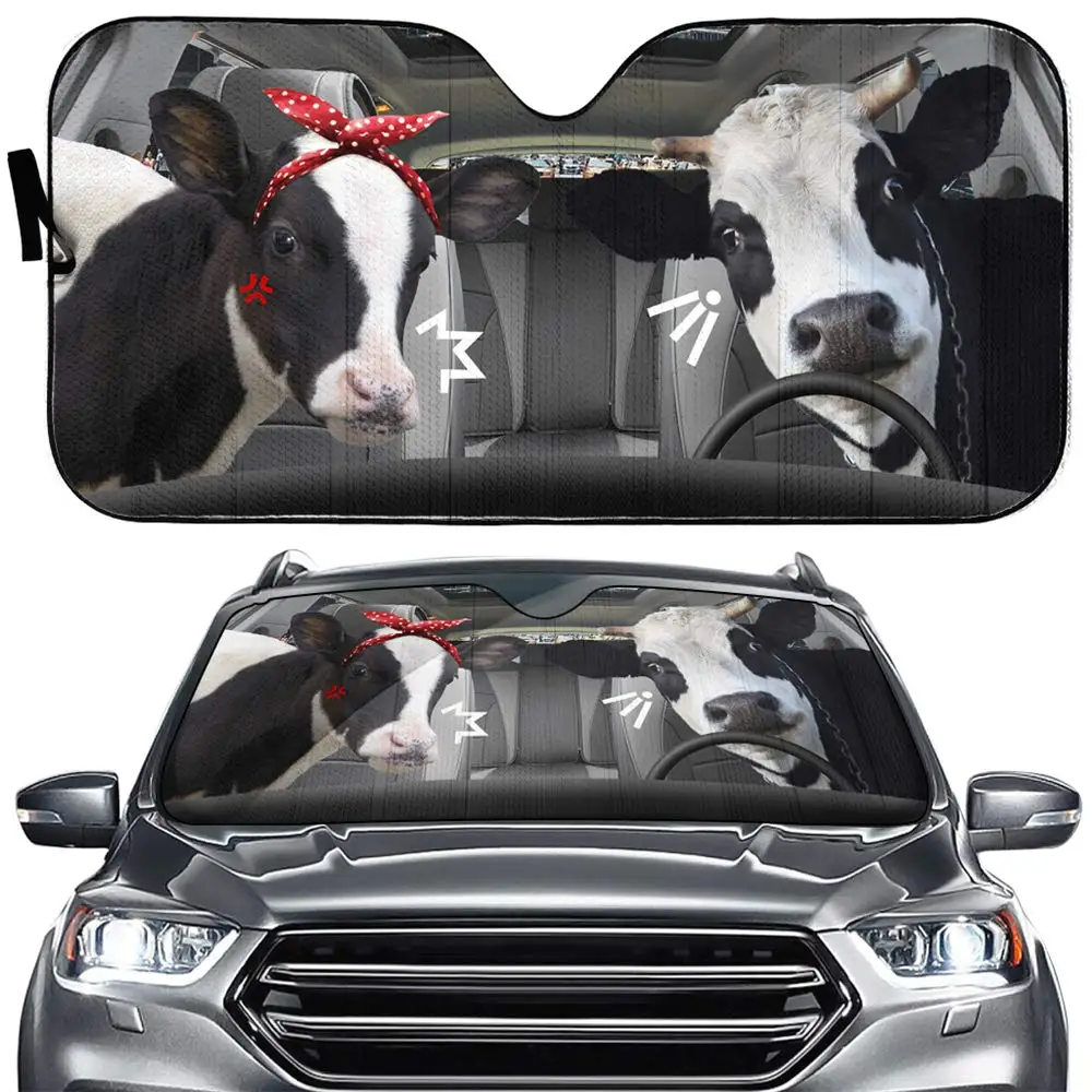 

Cow Car Sun Shade for Windshield Pet Car Front Window Sunshades Foldable Cartoon Animal Sun Visor Shield Cool Car Sunshade Cover