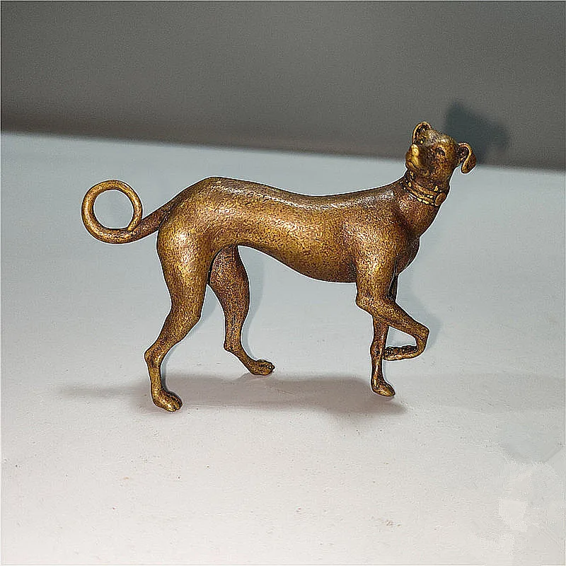 

1 pc 7.2*1.3*6cm Chinese Auspicious Yellow Copper Vivid Dog Home/Office Carving Bringing Lucky Putting Handle Pieces Ornaments