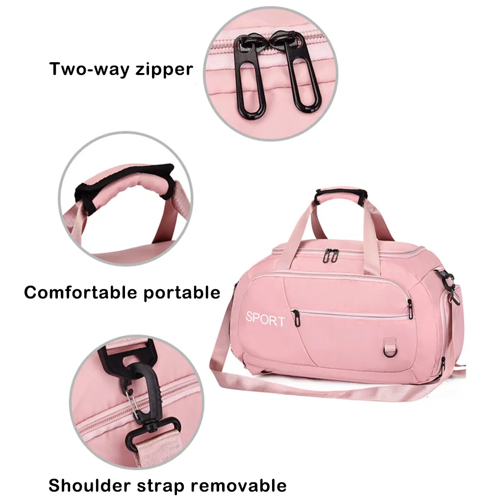 Unisex Fitness Gym Bag Travel Outdoor Sports Storage Pouch Pockets Solid Color Oxford Cloth Shoulder Backpack Green