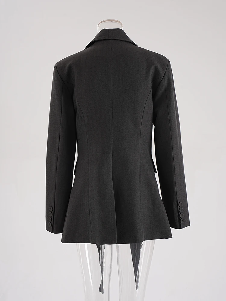 DEAT модный женский ангола красный пиджак с лентой однобортный длинными рукавами и