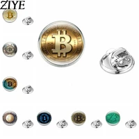 bitcoin design brooches for man and women cryptocurrency bitcoin theme badges round lapel pin glass dome jewelry gifts wholesale