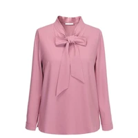 2022large size spring simple office lady blouse female shirt bow tops long sleeve casual korean ol style loose blouses women