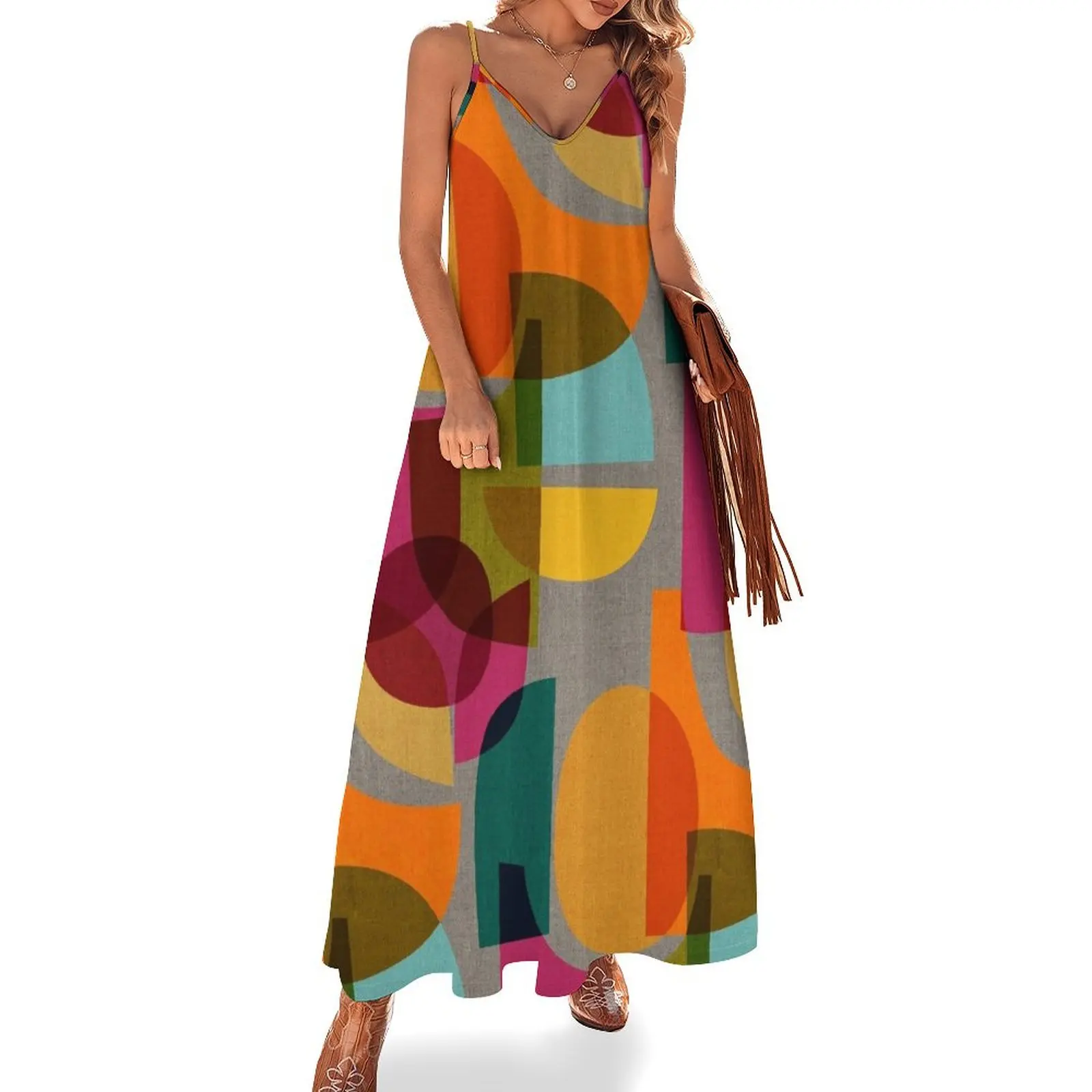 Длинное платье без рукавов Mid Century Kaleidoscope вечернее женское