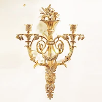 graceful antique brass golden flower candlestick holder for wall lighting bf11 03261d