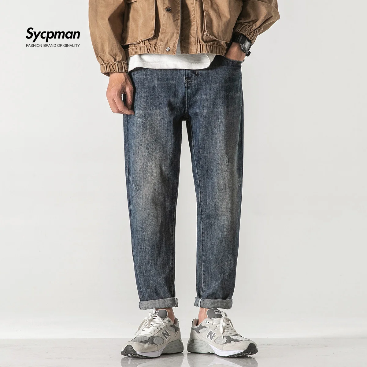 

Качественные женские джинсы, мужские свободные брюки, прямые брендовые эластичные повседневные брюки, новинка на весну и осень