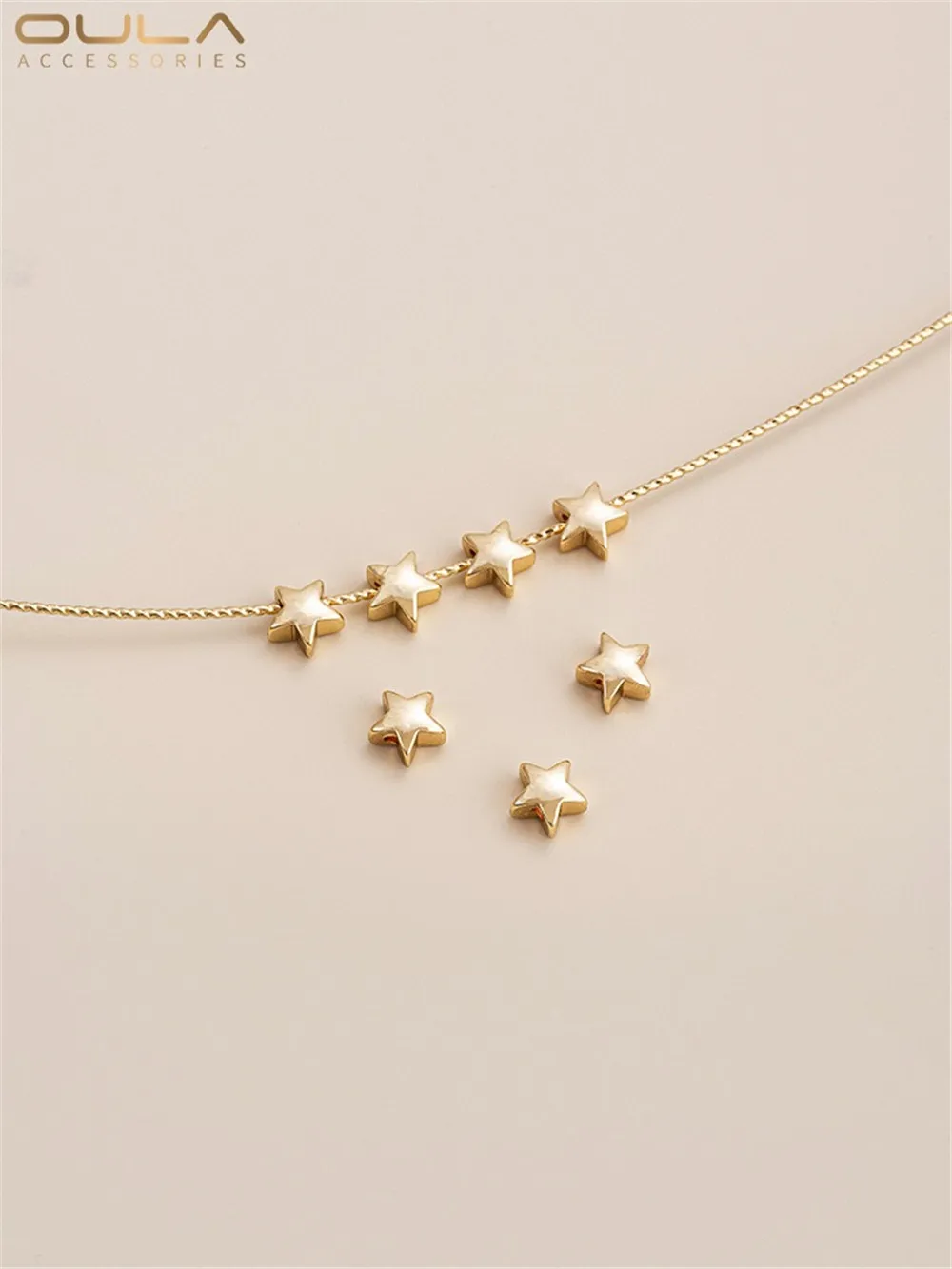 Позолоченный браслет с пятиугольной звездой из 14-каратного жемчуга и цветком