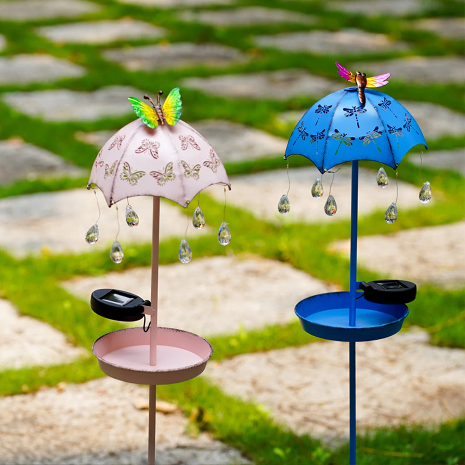 

Waterproof Solar Lawn Light home iron art rack Creative Umbrella Birds Feeder Outdoor Decor Durable tool for Garden Courtyard