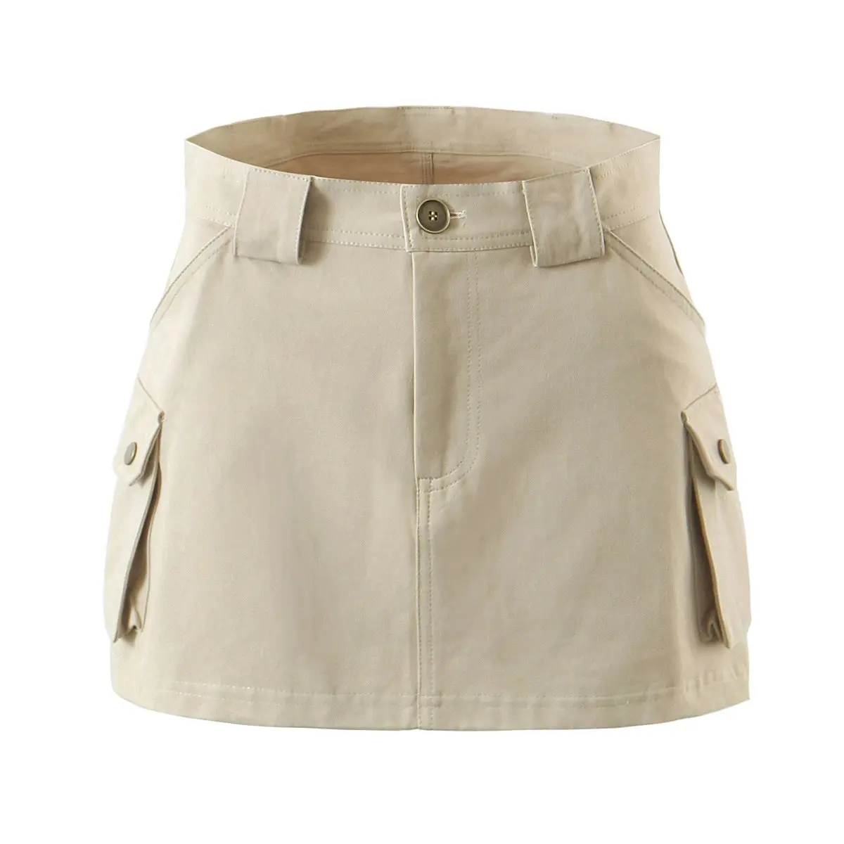 

2022 Women Fashion Front Buttons With Flap Mini Skirt Vintage High Waist Back Zipper Female Skirts Mujer