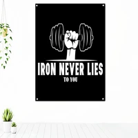 iron never lies to you exercise inspirational tapestry hanging painting home decor fitness sports workout poster gym banner flag