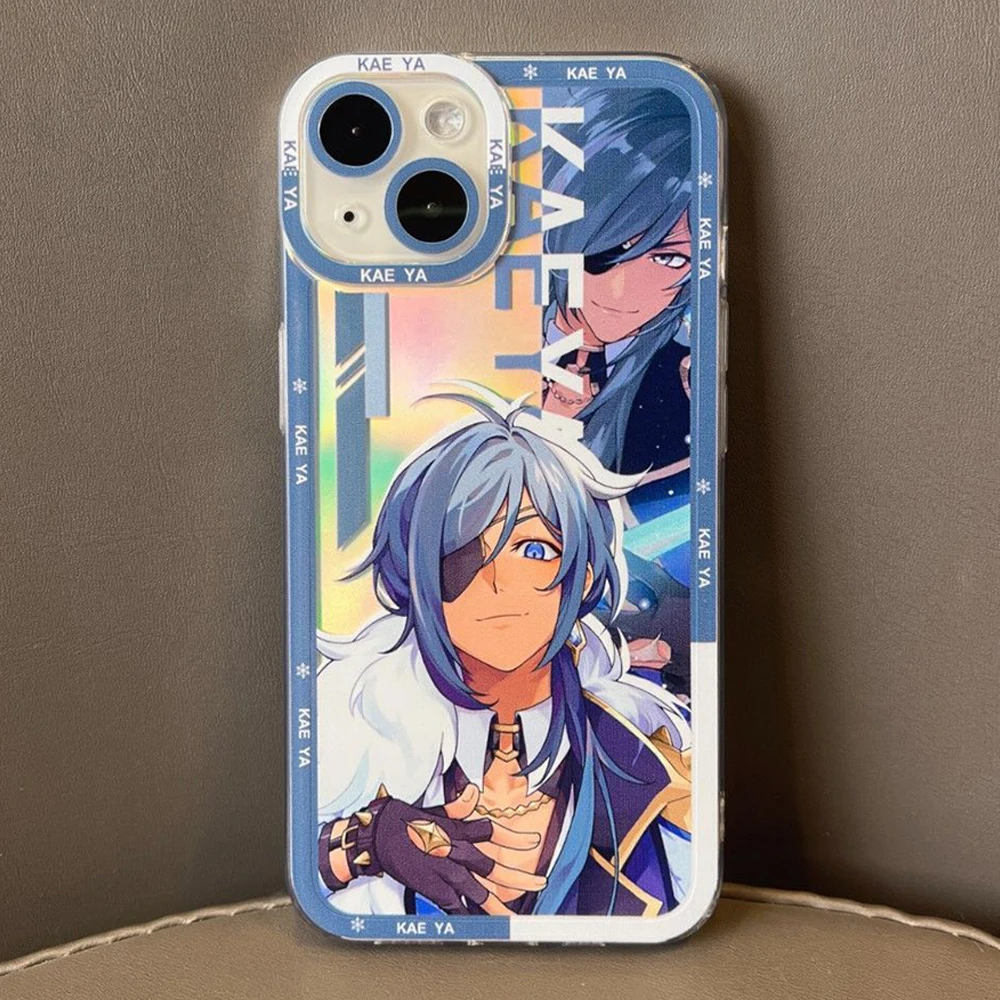 

Genshin Impact Kaeya Angle Eyes Laser Phone Case for IPhone 11 12 13 14 Pro Max 8 7 Plus Mini Xs Xr X Se 2022 Clear Cover
