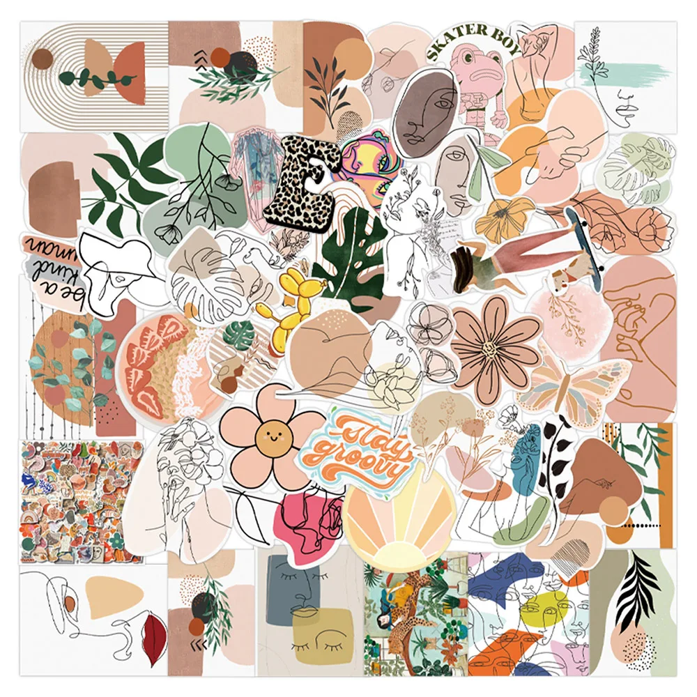 

10/30/50pcs Vintage Bohemia Aesthetic Art Cartoon Stickers Decal Car Guitar Motorcycle Luggage DIY Graffiti Sticker for Kid Girl