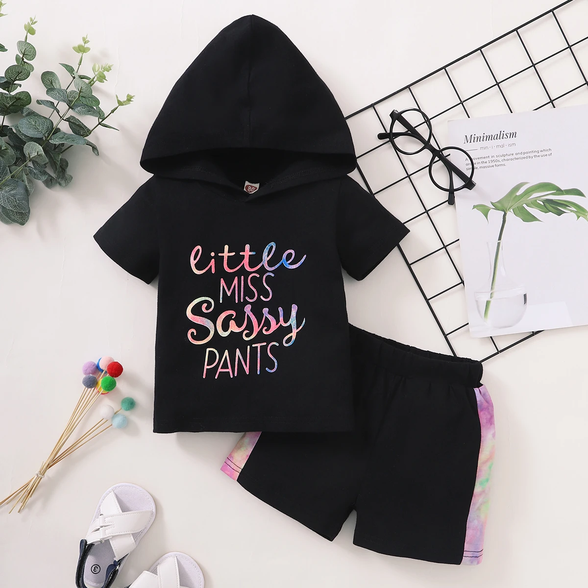 

Детский летний комплект с шортами и капюшоном для девочек 3-24 мес.