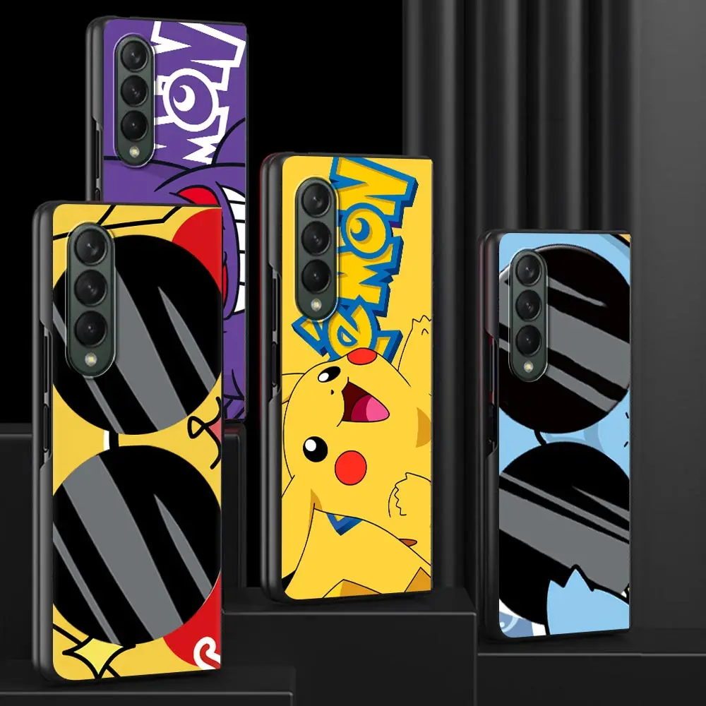 

Чехол Movil для телефона Samsung Galaxy Z Fold 4, защитный черный чехол, Твердый чехол Z Fold3, Забавный покемон