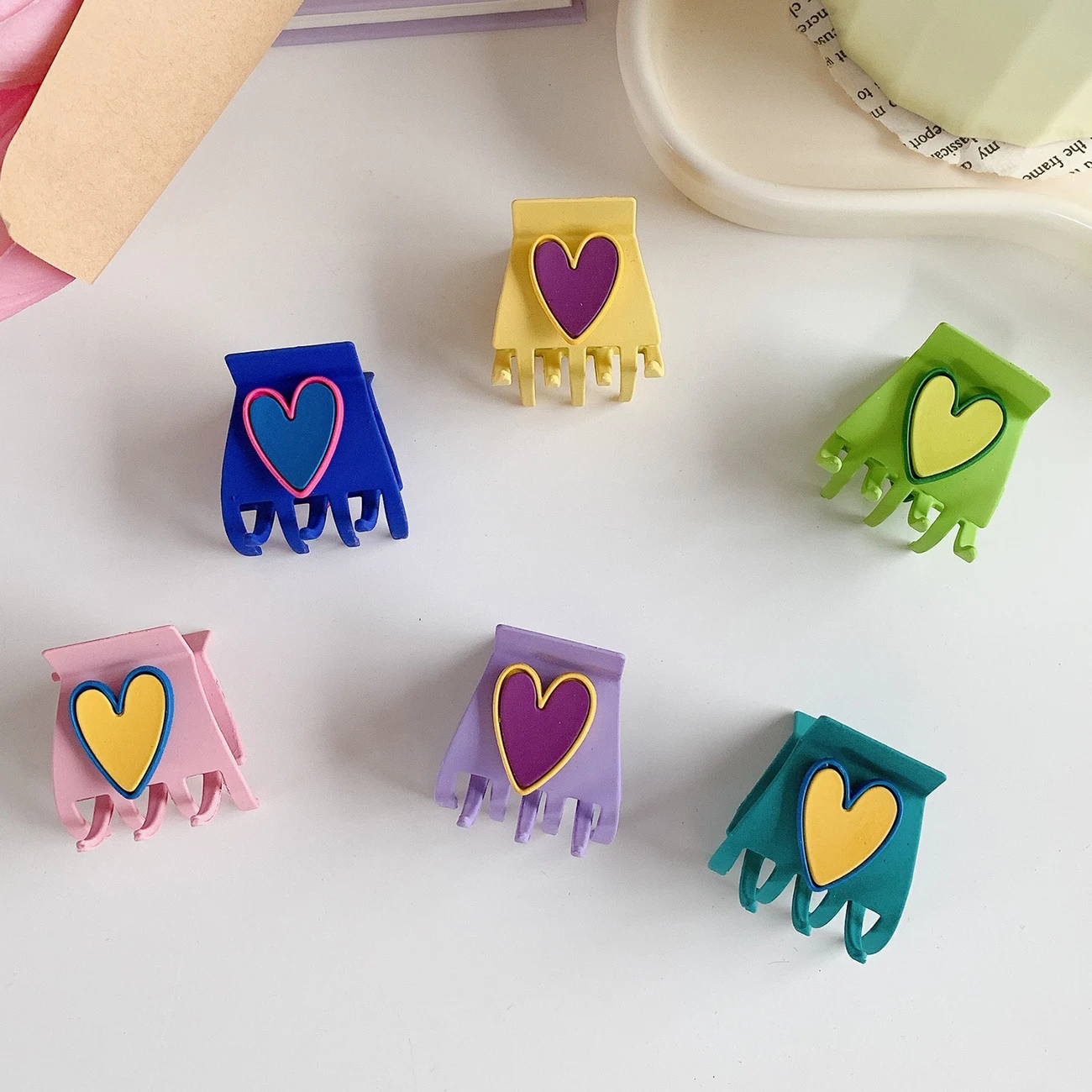 

Милый зажим для волос конфетных цветов с сердечками для девушек мини-зажим для волос Allay Mini с конским хвостом и бахромой японские аксессуары...