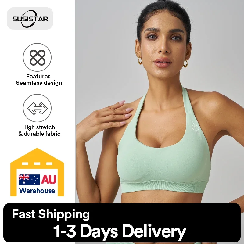 SUSISTAR женские спортивные бюстгальтеры для тренировок с открытой спиной и мягкой