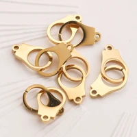 5pcs 1015mm stainless steel handcuffs charms gold cute connector pendants for jewelry making bracelet necklace diy supplies