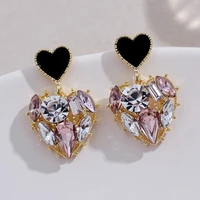 2022 new fashion crystal heart pendant earrings for women girls gift jewelry sweet fashion party girls jewelry accessories