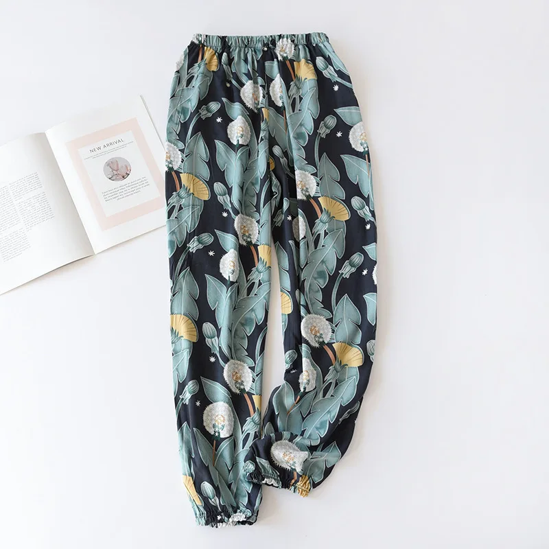 Women's new faux cotton trousers multicolor large size spring and summer beam leg pants thin section can be worn outside air con