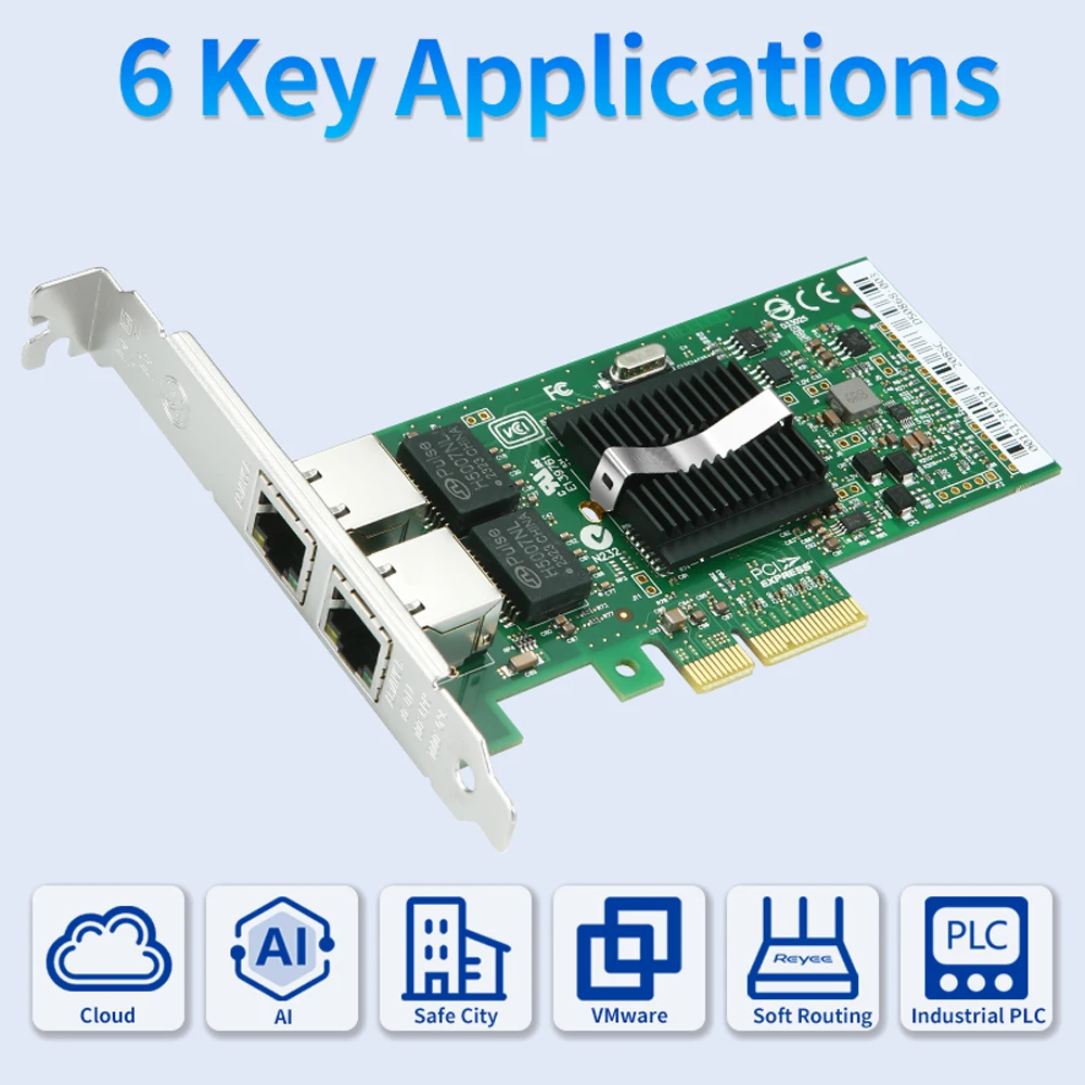 Фото INTEL 82571-T2 PCI-Express Двухпортовый 10/100/1000 Мбит/с Gigabit Ethernet-карта Серверный адаптер Сетевой контроллер Сервер ПК №3