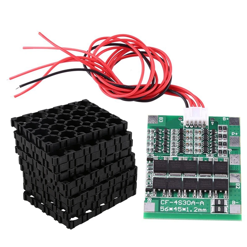

18650 Battery Cell BMS Protection Balance Board With 10PC 18650 Battery 4X5 Cell Spacer Radiating Shell Plastic Holder