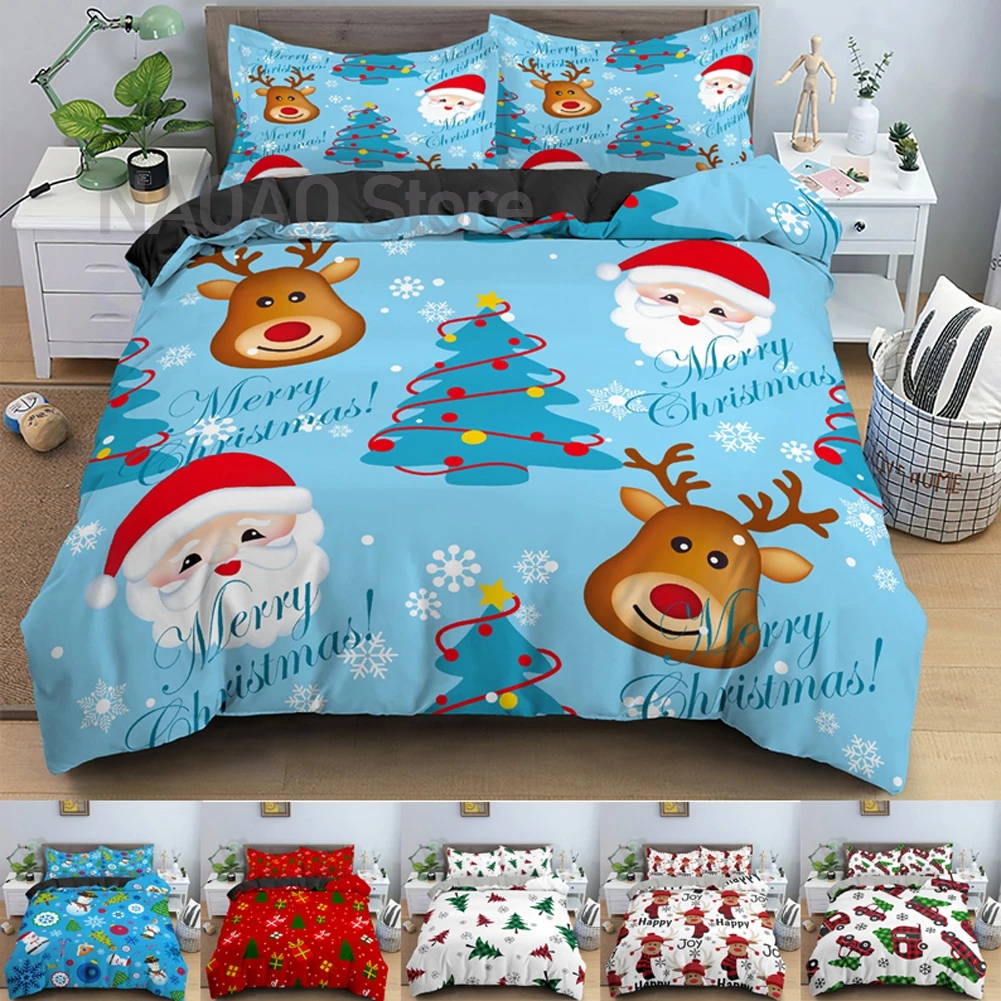 

Luxury Bedding Set 3D Duvet Cover Christmas Deer Quilt Cover With Zipper Closure 2/3pcs Queen Double Size Comforter Sets Kids
