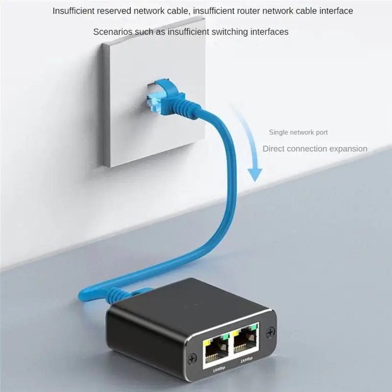 Фото (A65I) Гигабитный Ethernet-сплиттер 1 вход 2 выхода, 1000 Мбит/с - Разветвитель для LAN/интернет-кабеля - Сплиттер Cat5/6/7, удлинитель сети RJ45 №2