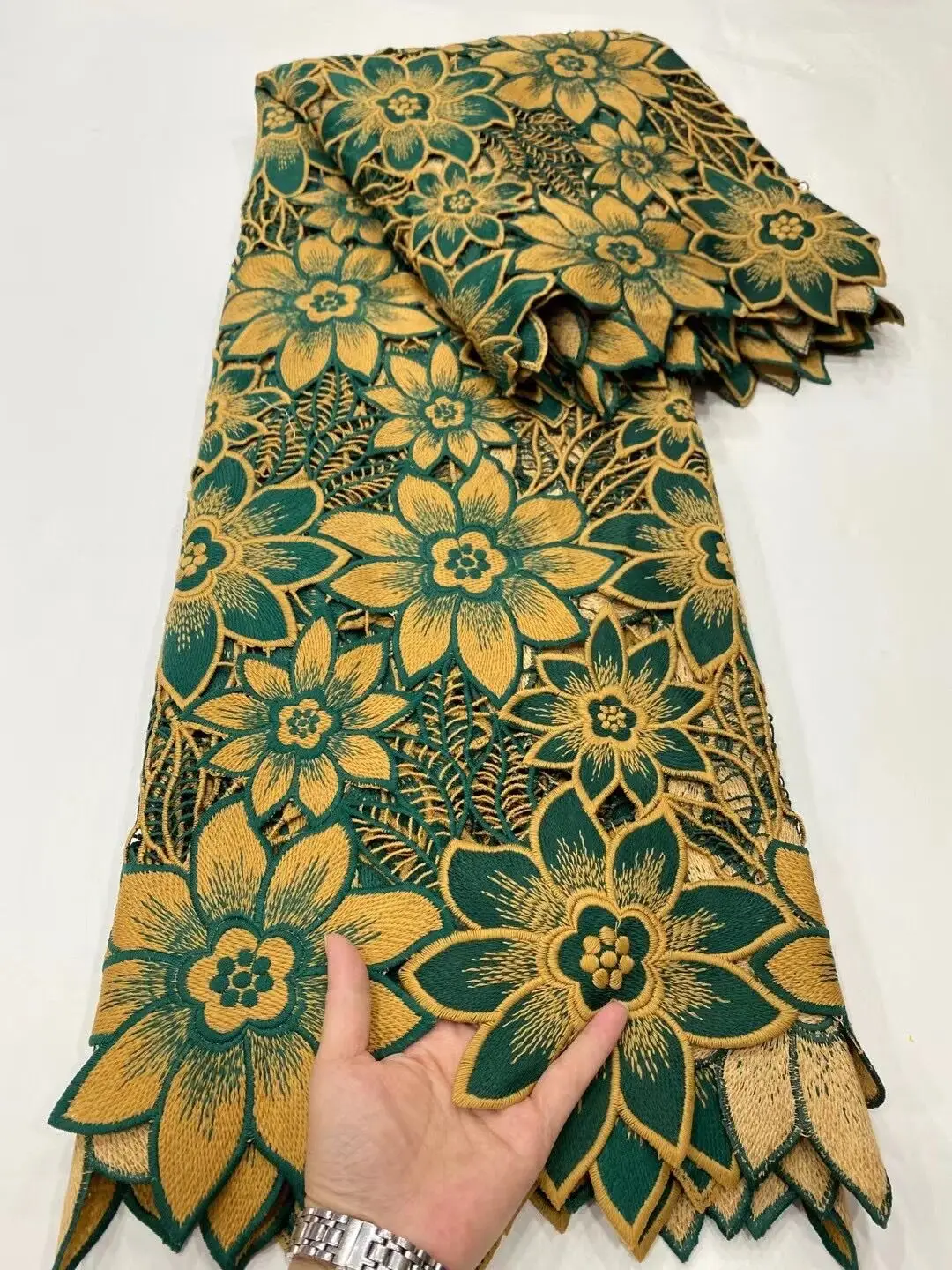 

White Guipure Lace 2021 High Quality Nigerian African Cord Lace Fabrics Punch Water Soluble For Party Material