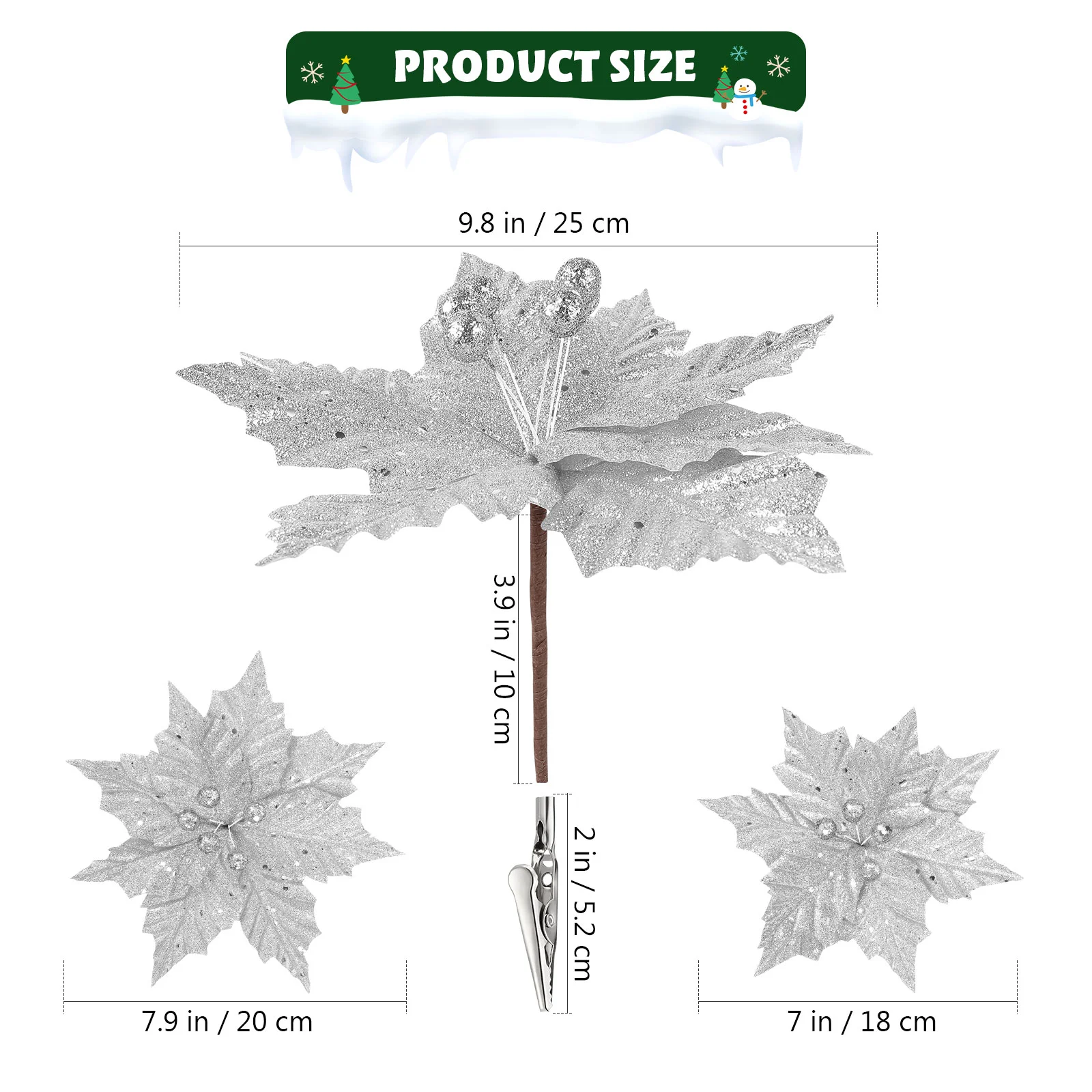 

TOYANDONA 12pcs Christmas Artificial Flowers Christmas Tree Ornaments Wedding Decorations New Year Valentine's Day Flowers