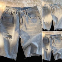 denim shorts ripped pockets summer stretchy burr short jeans for dating