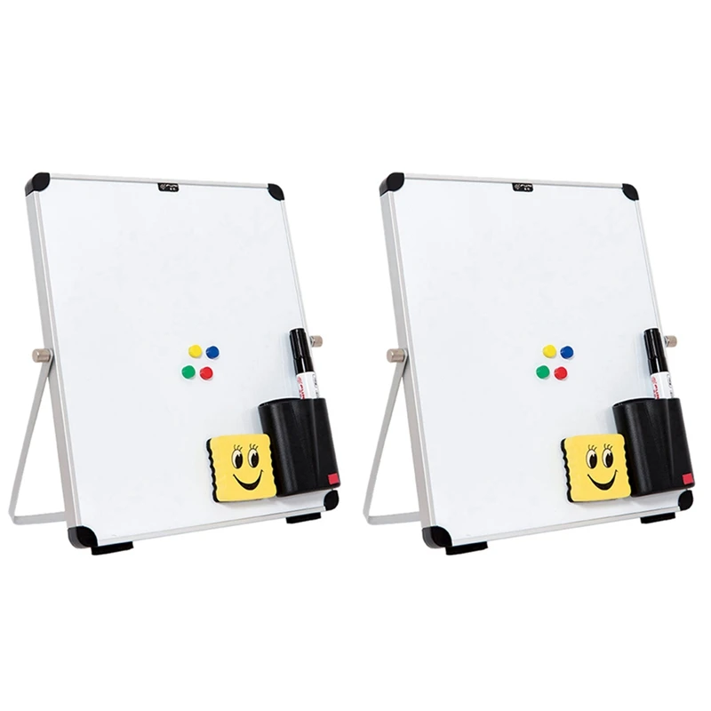

2X Small Desktop Dry Erase Board Portable Small Magnetic Double Sided Whiteboard Easel