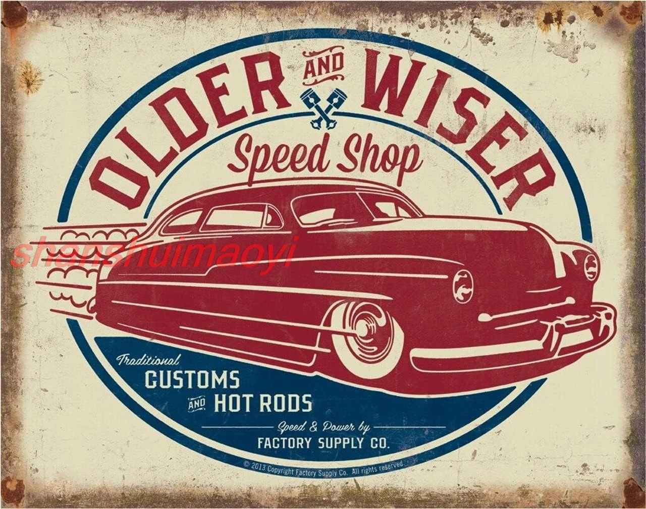 Жестяная вывеска Desperate Enterprises Older &amp Wiser Speed Shop