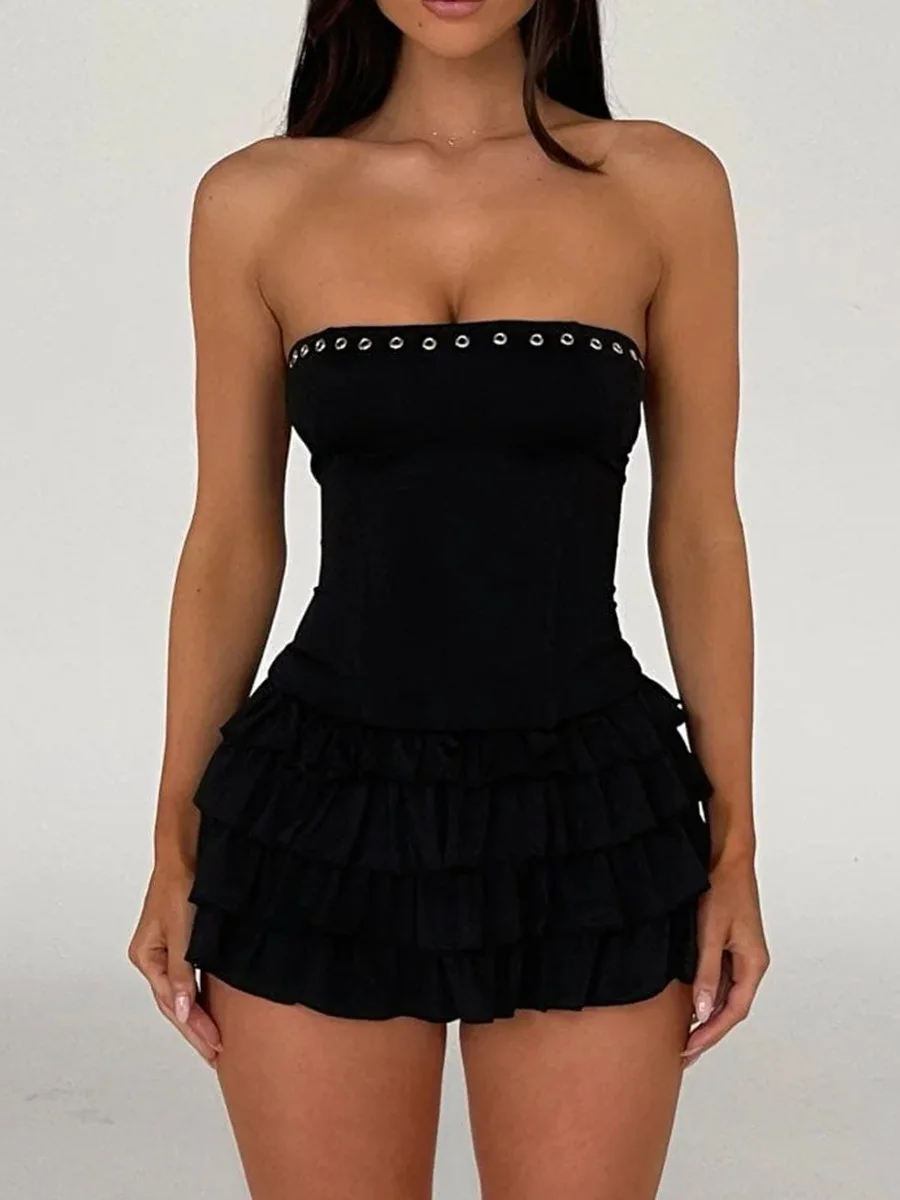 Женское летнее мини-платье без рукавов с открытой спиной