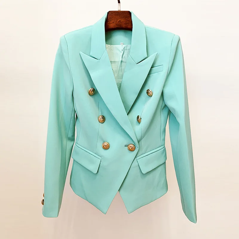 

HIGH STREET Newest 2022 Runway Designer Blazer Women's Classic Lion Buttons Double Breasted Slim Fitting Textured Blazer Jacket