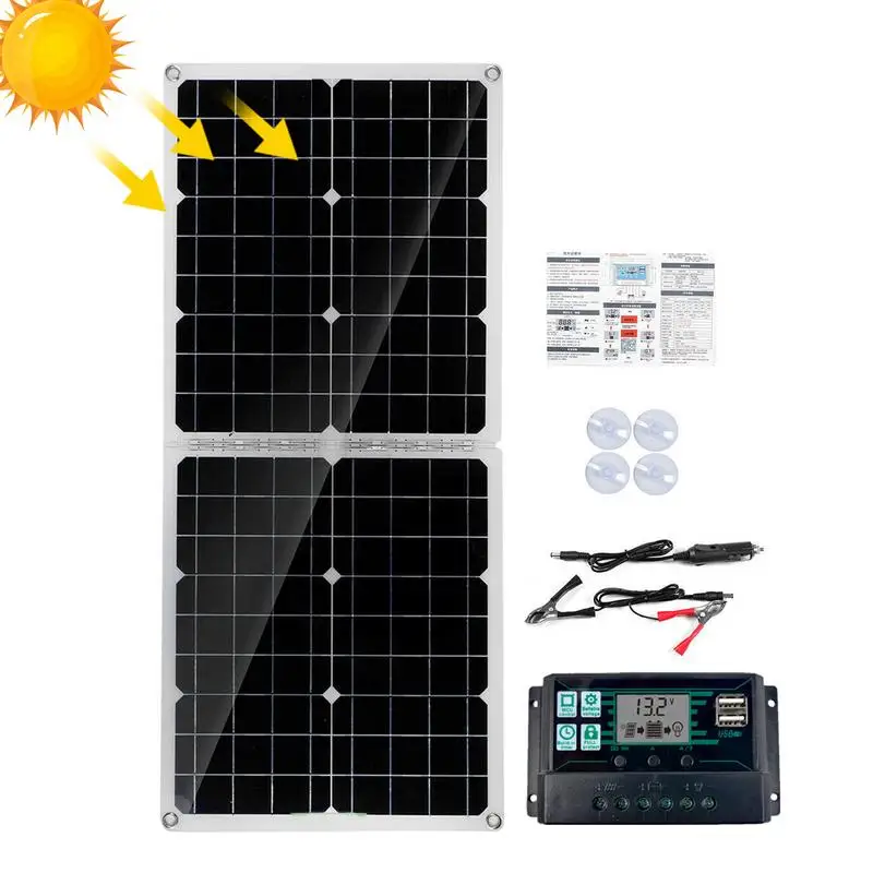 

Solar Panel Camper Solar Power Kit High-Efficiency Solar Panels With 100A Solar Controller For RV Camper Van Trailer Boat Lawn