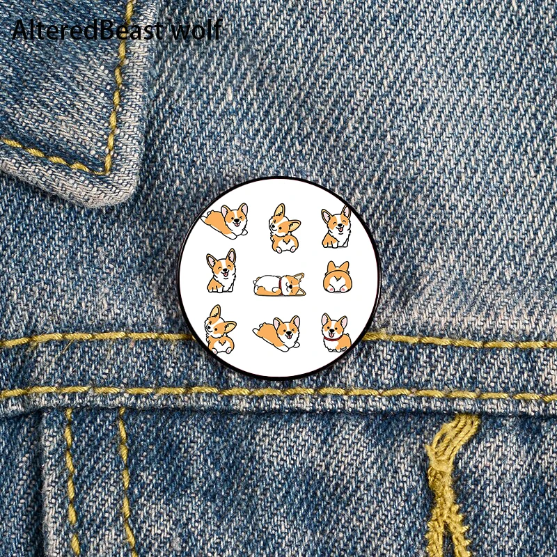 

Kawaii Corgi Printed Pin Custom Funny Brooches Shirt Lapel Bag Cute Badge Cartoon Cute Jewelry Gift for Lover Girl Friends