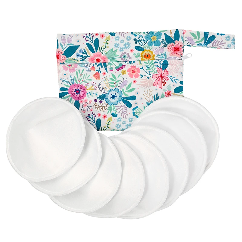 

8PCS Nursing Breast Pads Organic Bamboo Washable Pad Breastfeeding Nipple Pad for Maternity Reusable Nipplecovers with Wash Bag