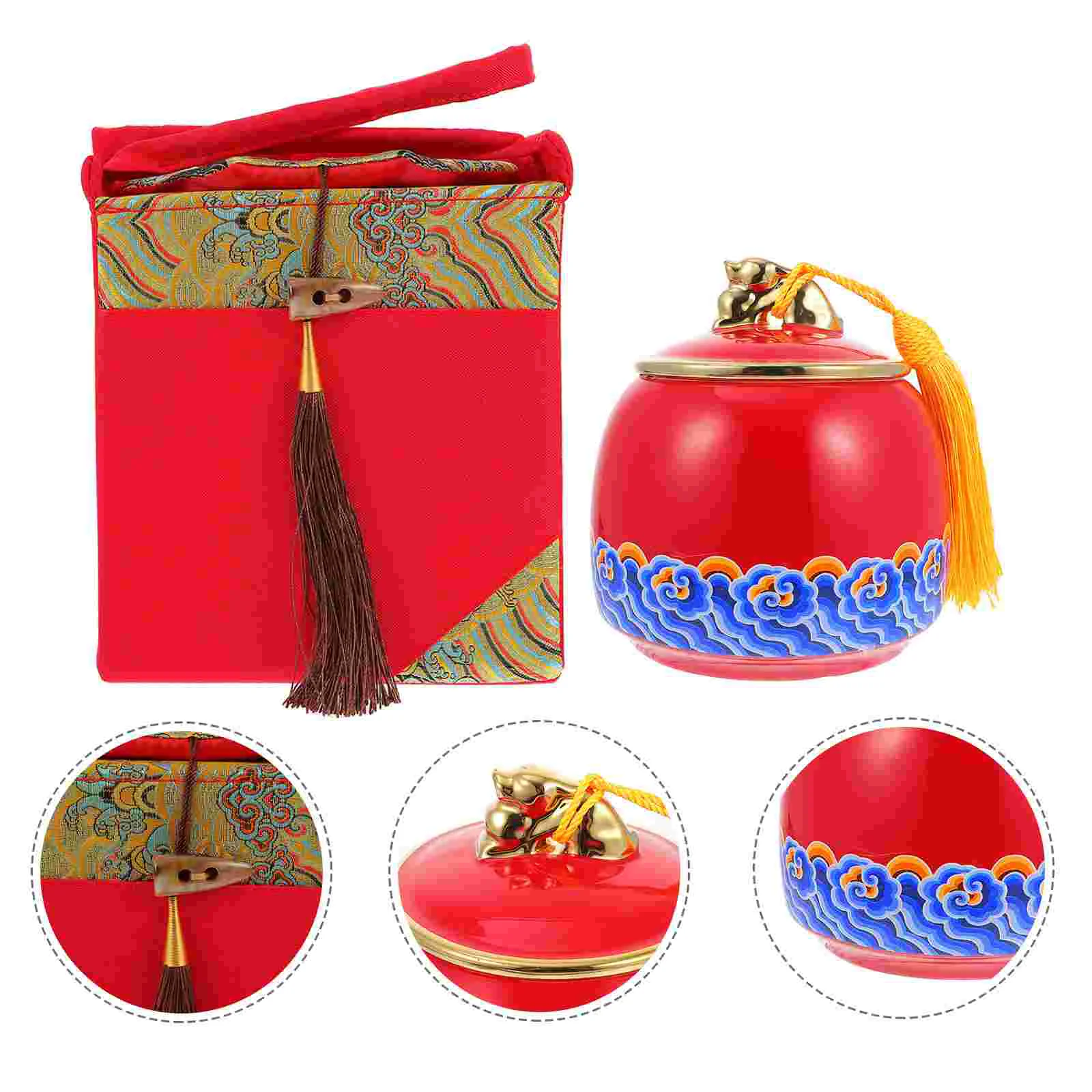

1 Set Ceramic Printed Tea Tin Printed Tea Tin Printed Tea Caddy with Bag