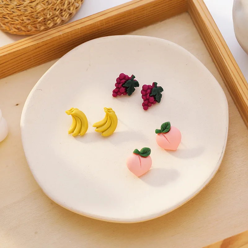 

Cute Resin Acrylic Small Fruit Statement Earrings for Women Girl Grape Banana Peach Drop Dangle Earrings Party Jewelry Brincos