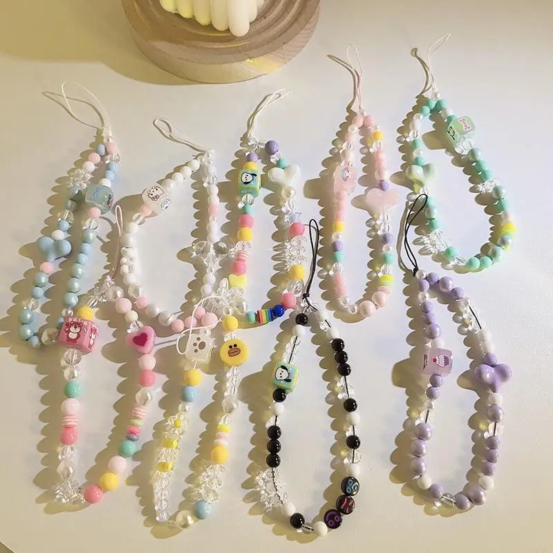 

Шнурок-брелок для ключей Sanrio с противоударными бусинами Женская мультяшная цепочка большая коллекция универсальная и милая