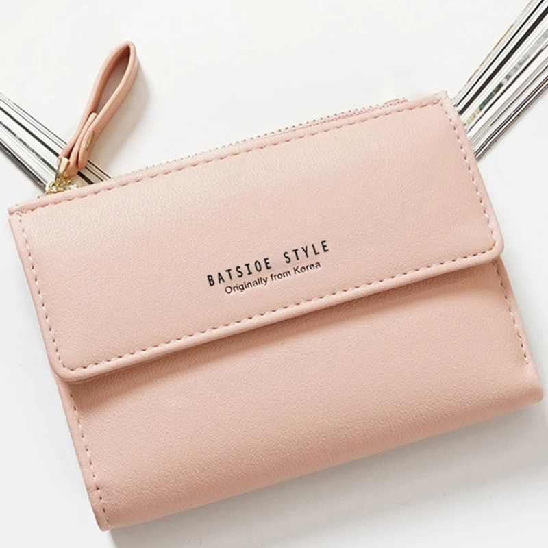 

PU Leather Small Short Wallet Mini Ladies Purse with Coin Pocket with Zipper Buckle Credit Card Holder Coin Purse Money Bag