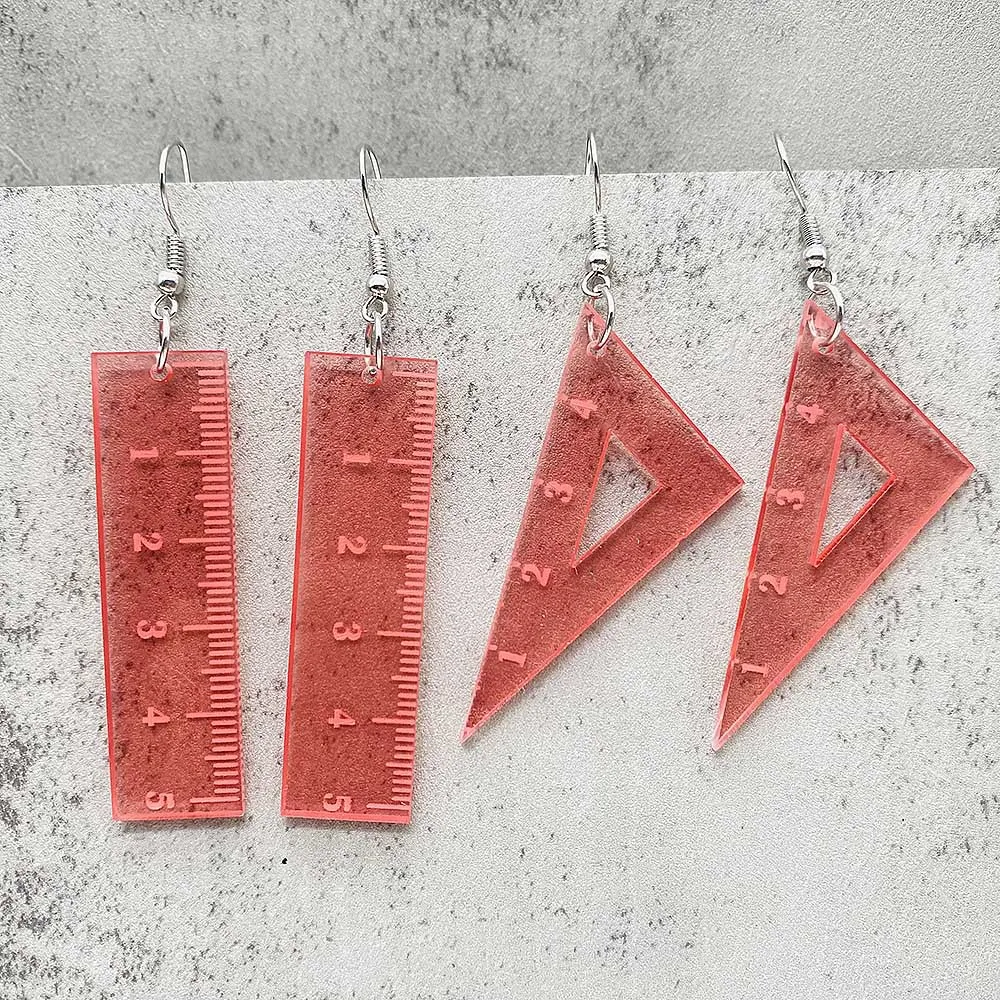 Студенческие серьги вернуться в школу Выпускной прозрачная треугольная линейка