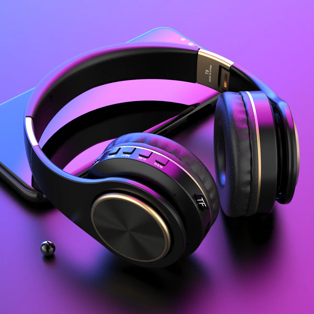 MP3-плеер, наушники с шумоподавлением Blutooth T8, складные с аудиокабелем, Bluetooth-наушники, гарнитура, большие наушники-вкладыши